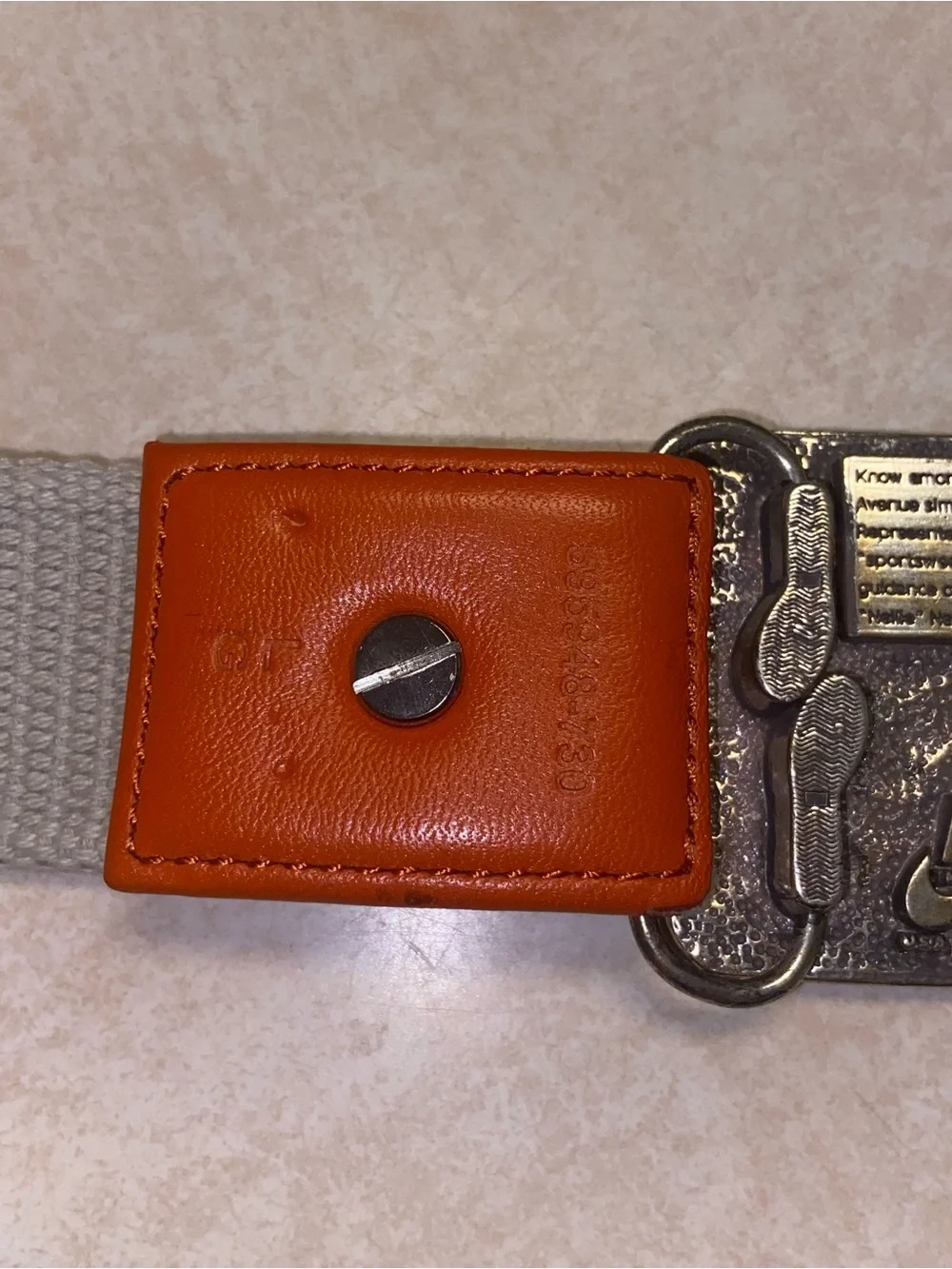 Vintage Nike Belt Brass Buckle Mens Large Orange Label Rare Limited Release 44”